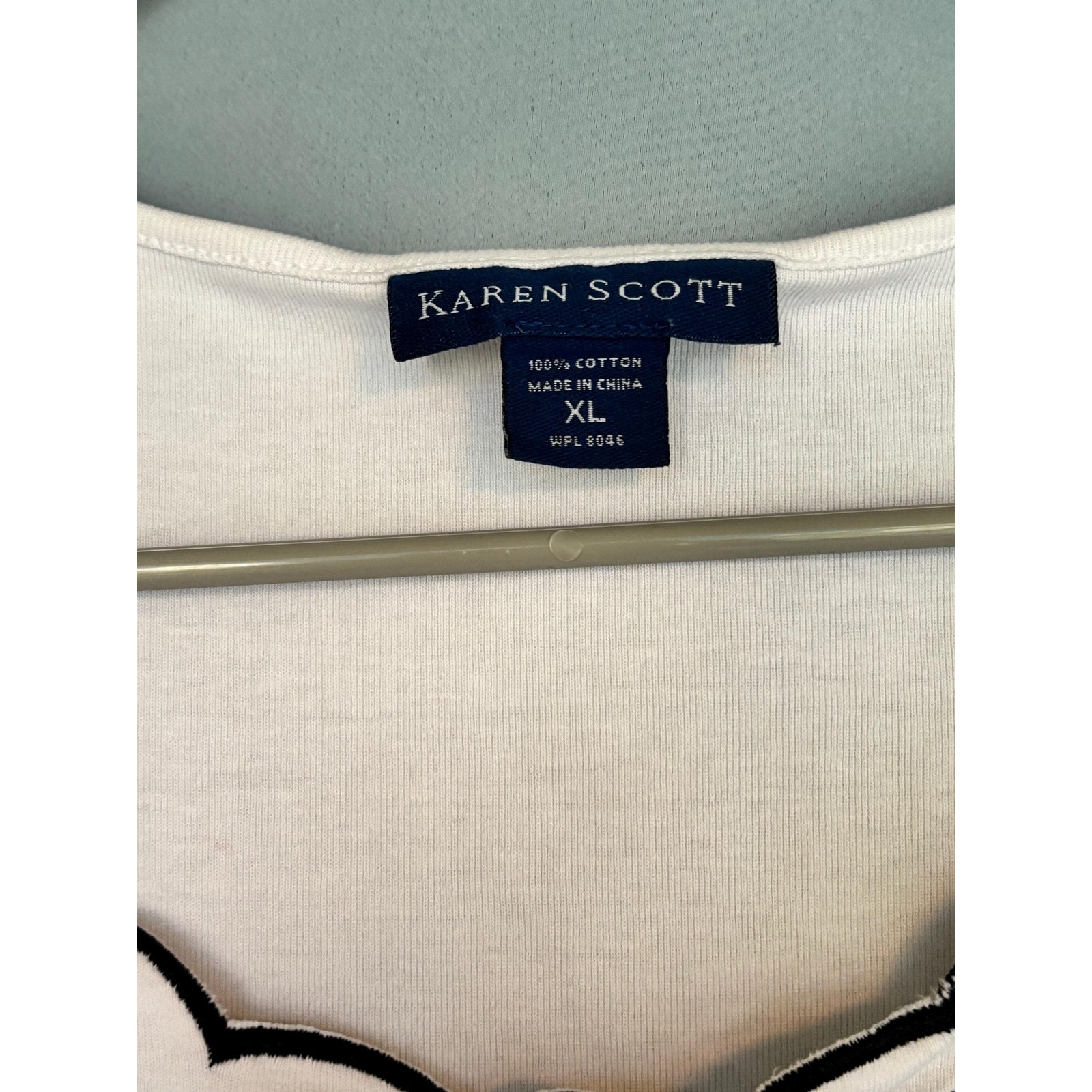 Karen Scott Womens White Floral Short Sleeve Wide Neck Shitt Top Xl — image 4 of 5